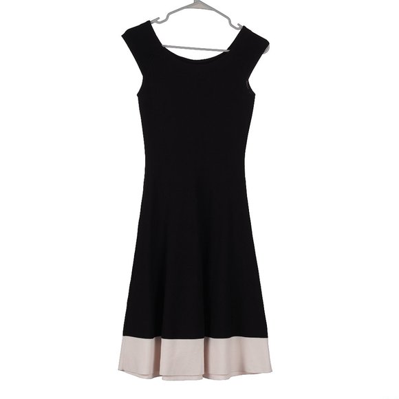 Eliza J Colorblock Black & White Fit & Flare Dress Size 4 - Picture 2 of 9